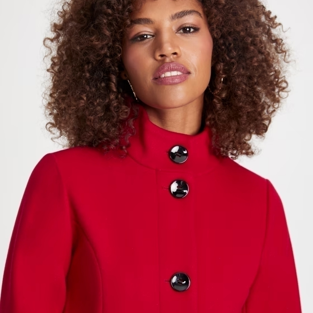 Laura Faux Women Red Wool Coat Size 4 Petite
